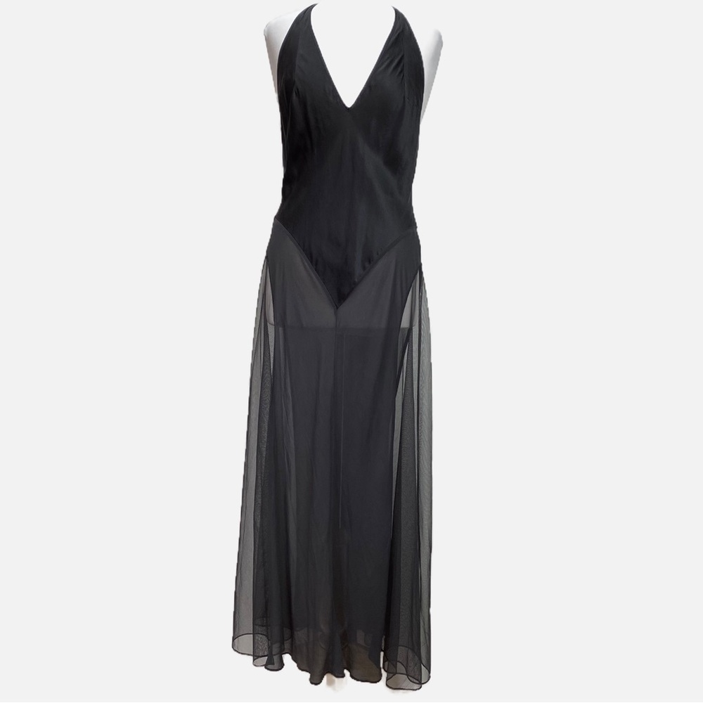 Vintage Victoria’s Secret 100% Silk Long Black Slip Maxi Dress Gown Large
